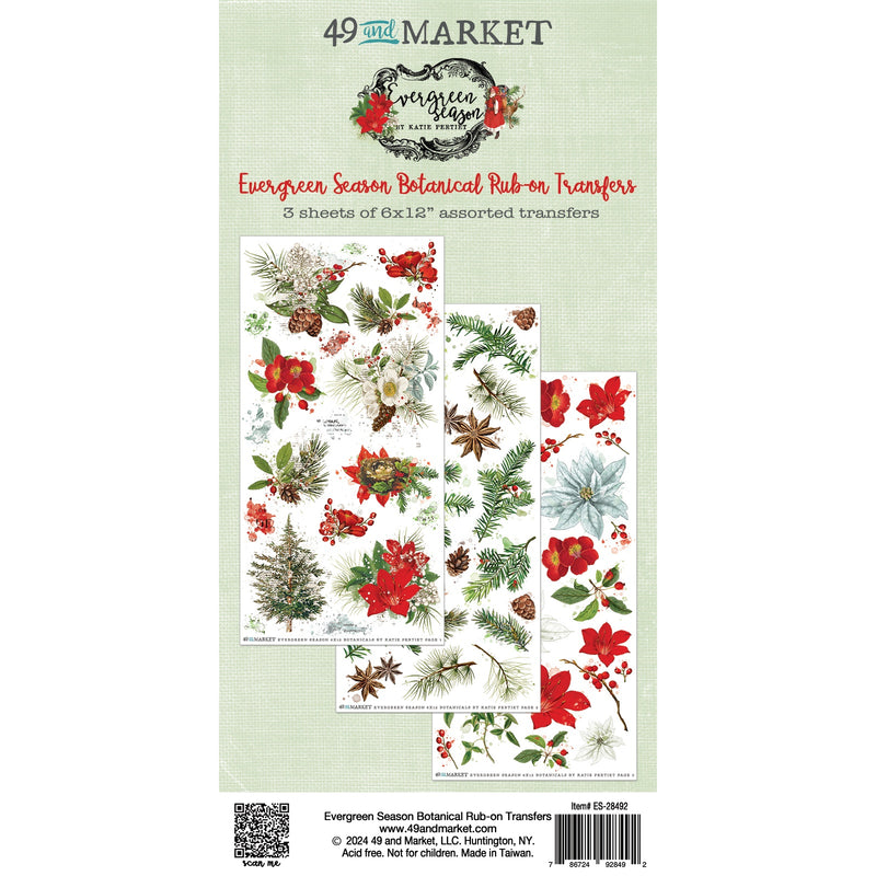 49 And Market Rub-On Transfer Set Sentiments | Botanical, Evergreen Season