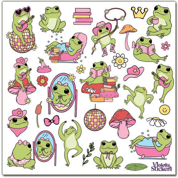 Pink Happy Frog | Stickers K359 | Violette Stickers