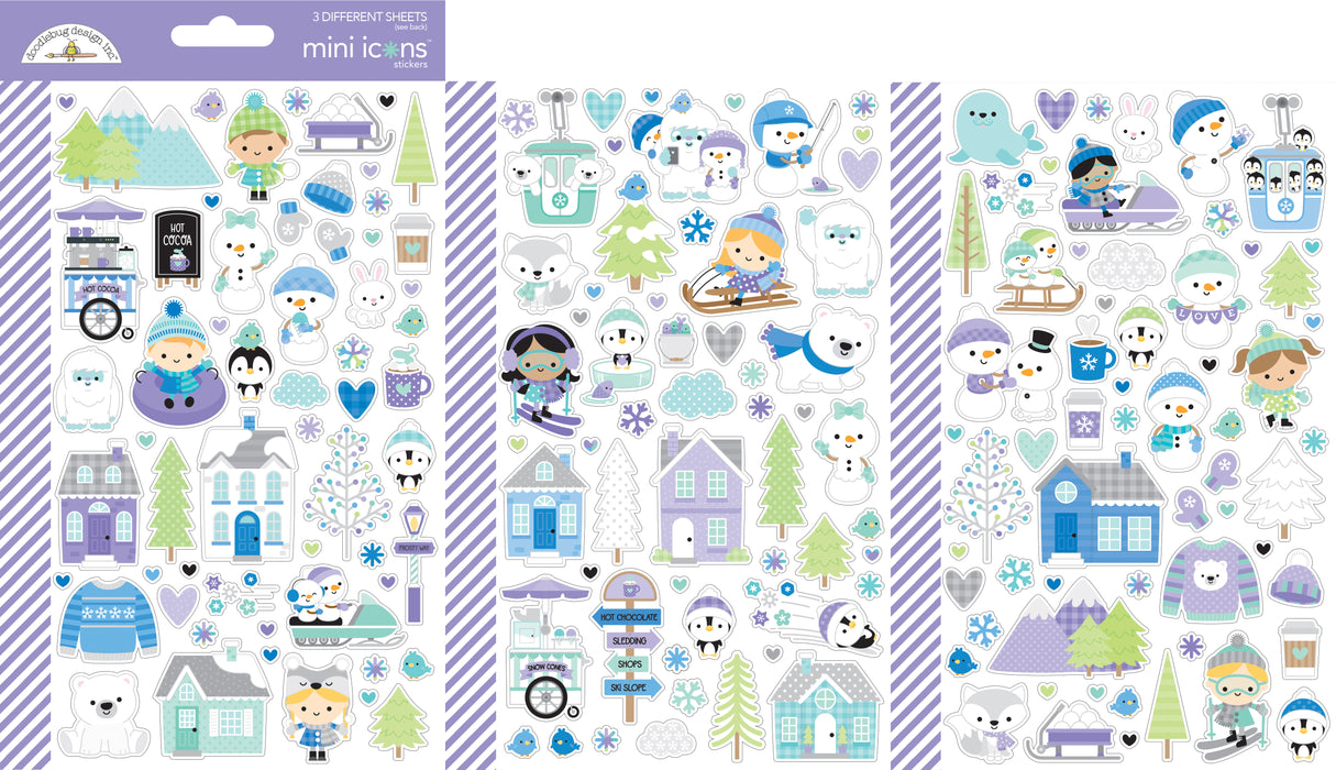 Doodlebug Mini Icons Stickers 3/Sheets | Snow Much Fun