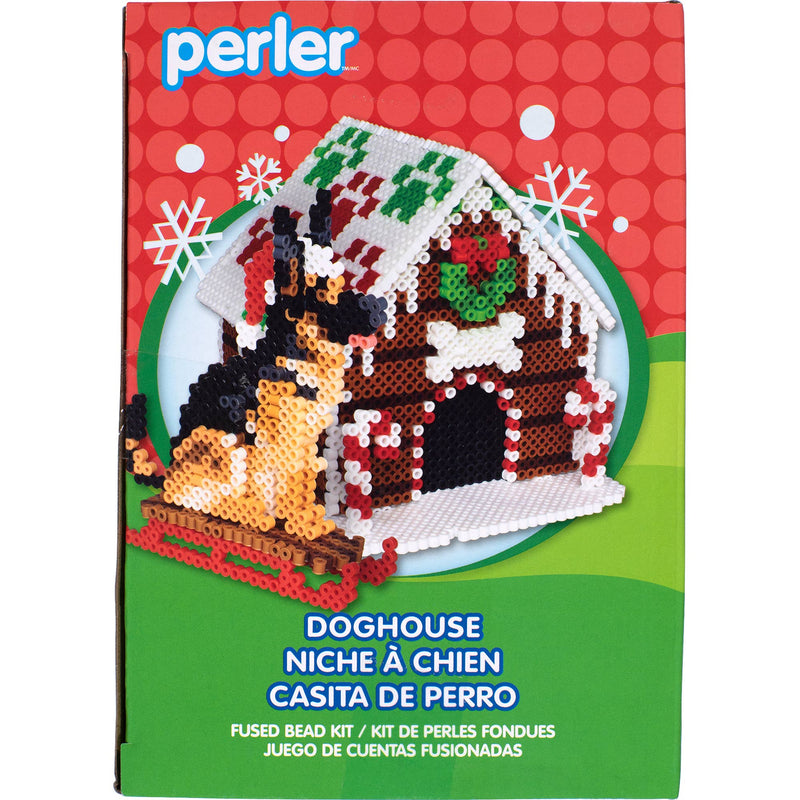 Perler Beads Christmas Gingerbread Doghouse