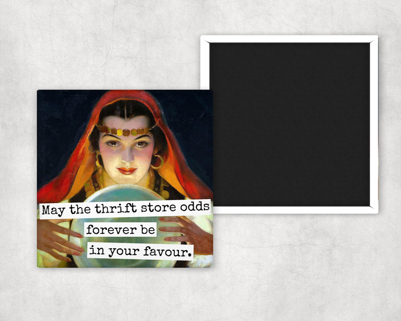 Raven's Rest Studio - Funny Magnet. May The Thrift Store Odds Forever Be...