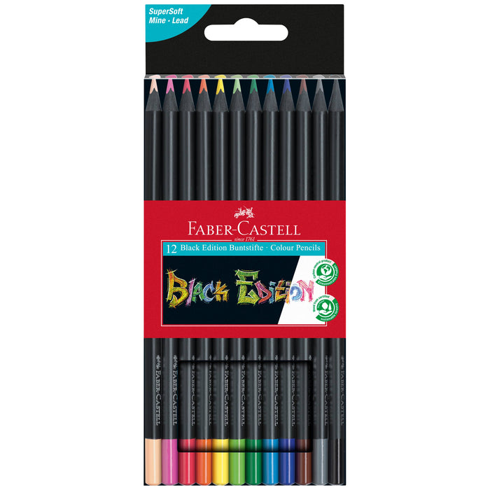 Faber-Castell - Black Edition Colored Pencils, Box of 12