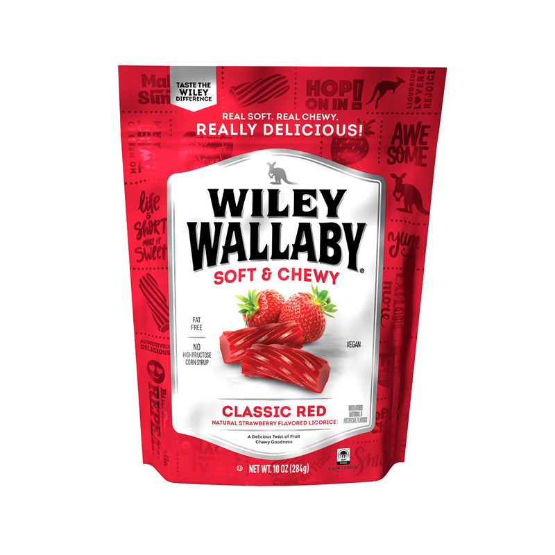 Wiley Wallaby Classic Red Licorice, 10oz Bag, Soft & Chewy
