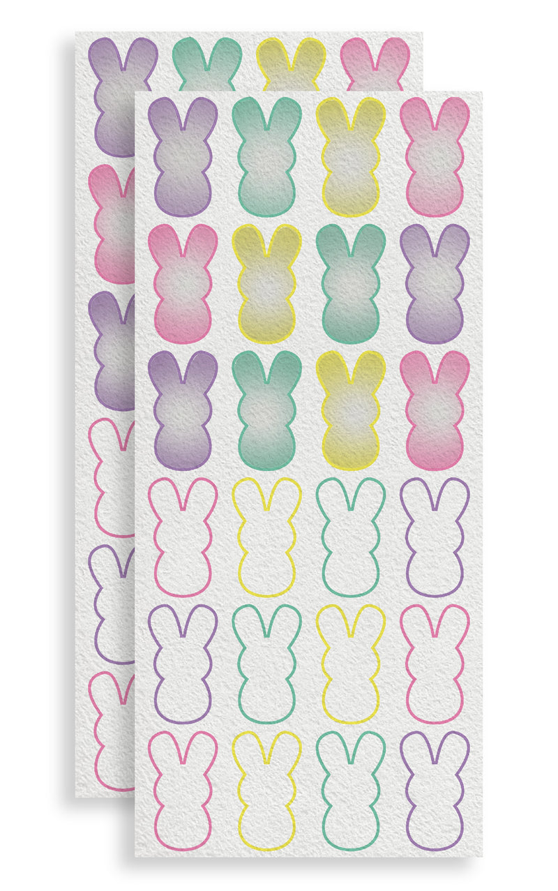 Pastel Marshmallow Bunnies | Aqua Pigment Color Wash Panels