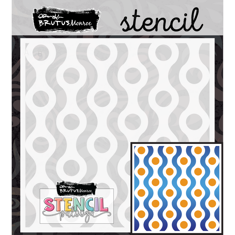 Groovy Wave | Mixed Media Layering Stencil | Stencilpalooza Day 22
