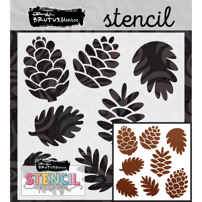 Pinecones | Mixed Media Stencil | Stencilpalooza Day 11