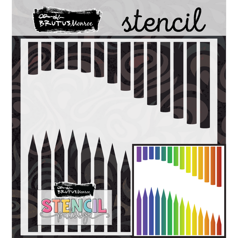 Scattered Pencils | Mixed Media Stencil | Stencilpalooza Day 19