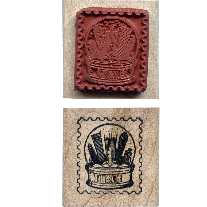 Pittsburgh Snowglobe | Wood Block Stamp