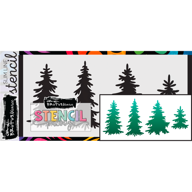 Winter Pines | Slimline Stencil | Stencilpalooza Day 12
