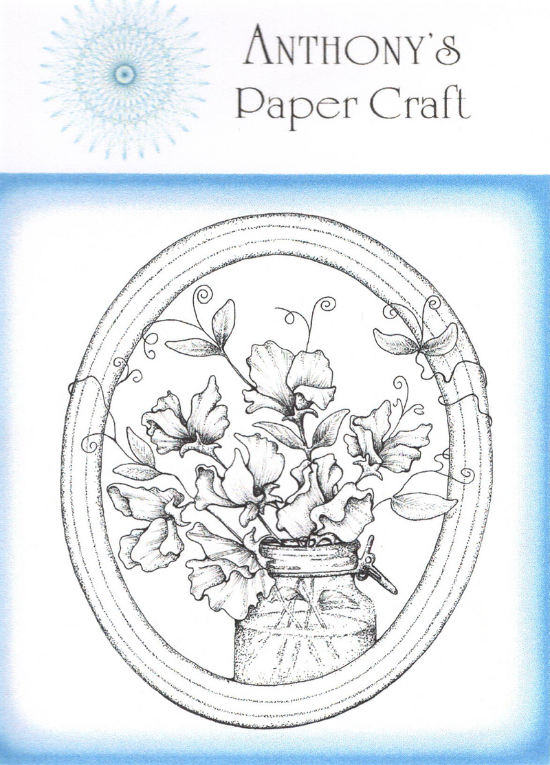 Sweet Pea (Floral Frame With Mason Jar) | Rubber Cling Stamp | Anthony's Paper Craft