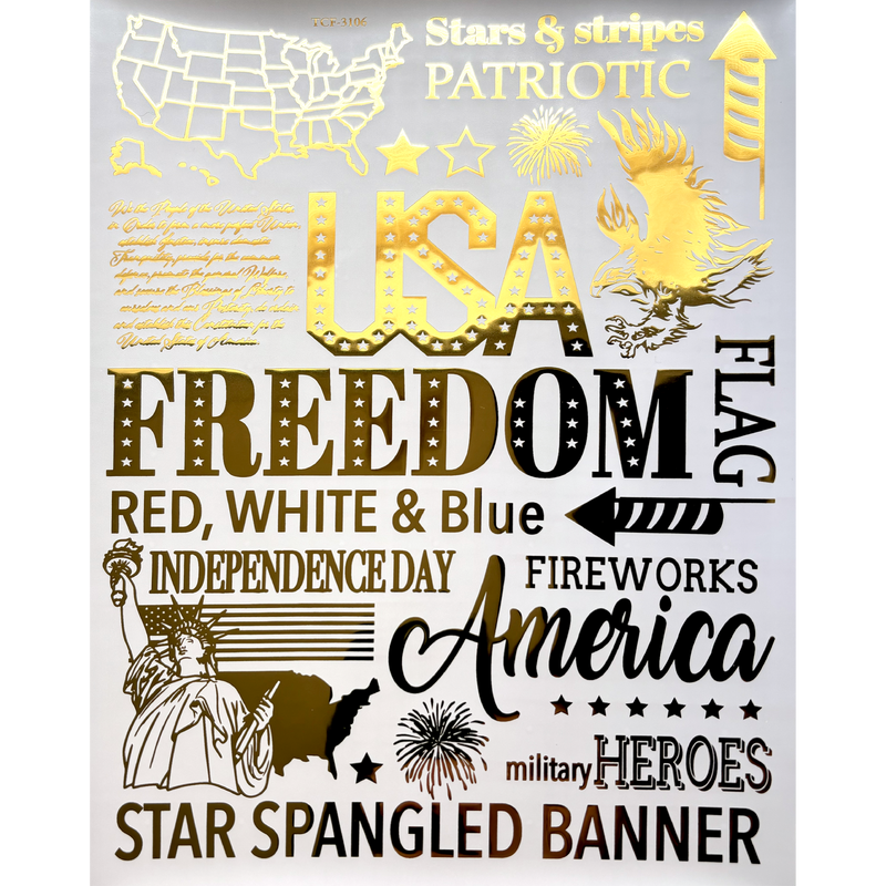 Metallic USA Rub Ons