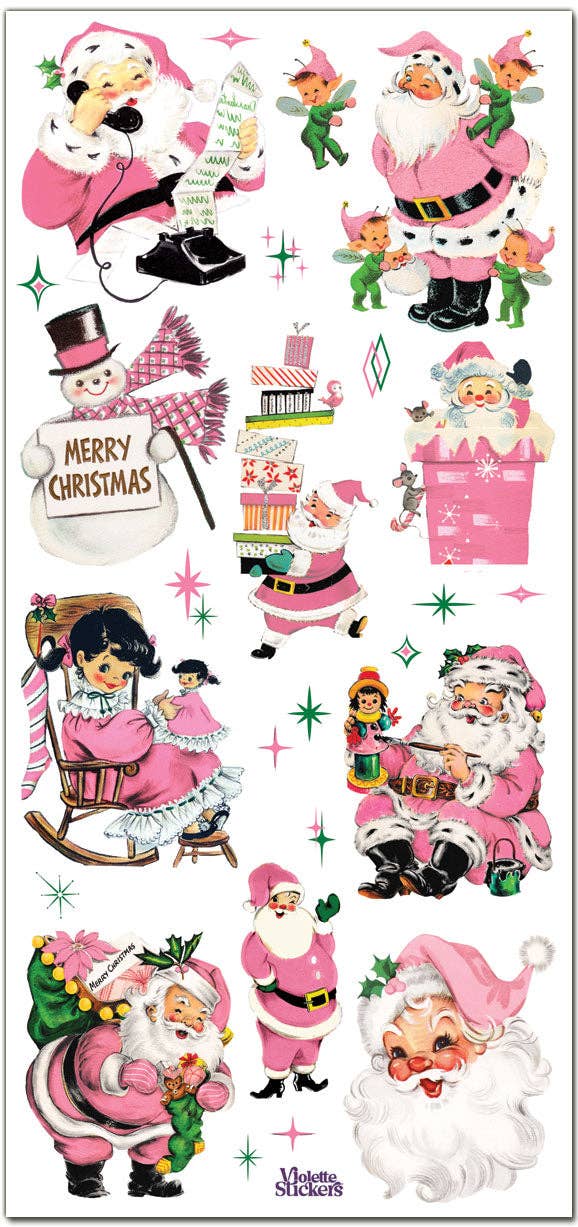 Pink Christmas Greetings | Stickers C344 | Violette Stickers