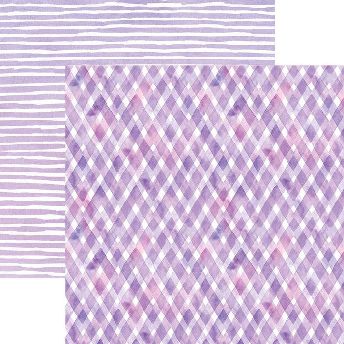 Paper House Productions - Purple Watercolor Plaid / Stripes 12 x 12 S767636845329crapbook Paper