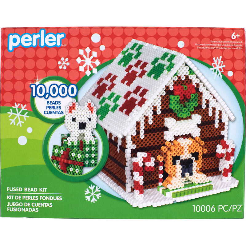 Perler Beads Christmas Gingerbread Doghouse