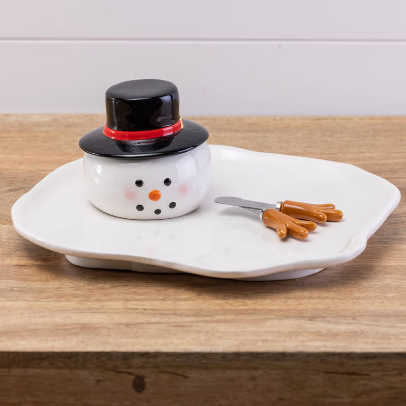 Christmas Melted Snowman Plate Spreader Set 4