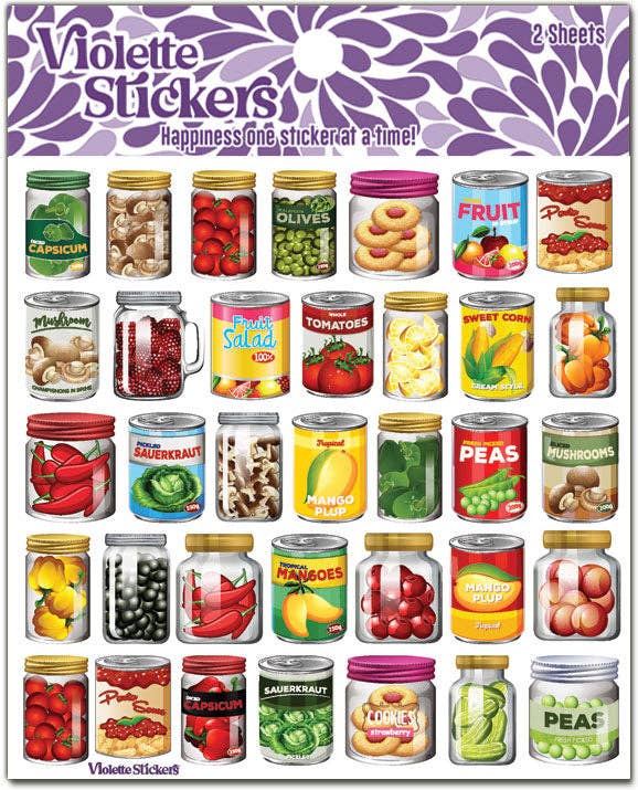 Cans and Jars of Food | Stickers K349 | Violette Stickers