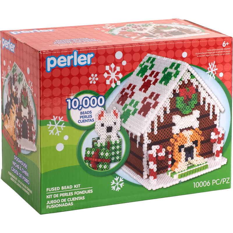 Perler Beads Christmas Gingerbread Doghouse