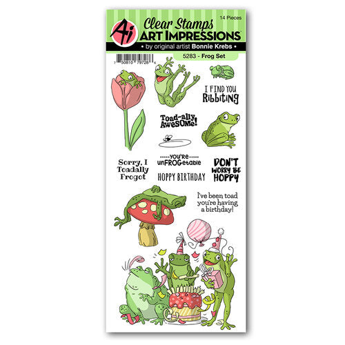 Art Impressions Funny Farm Clear Stamps, Frogs