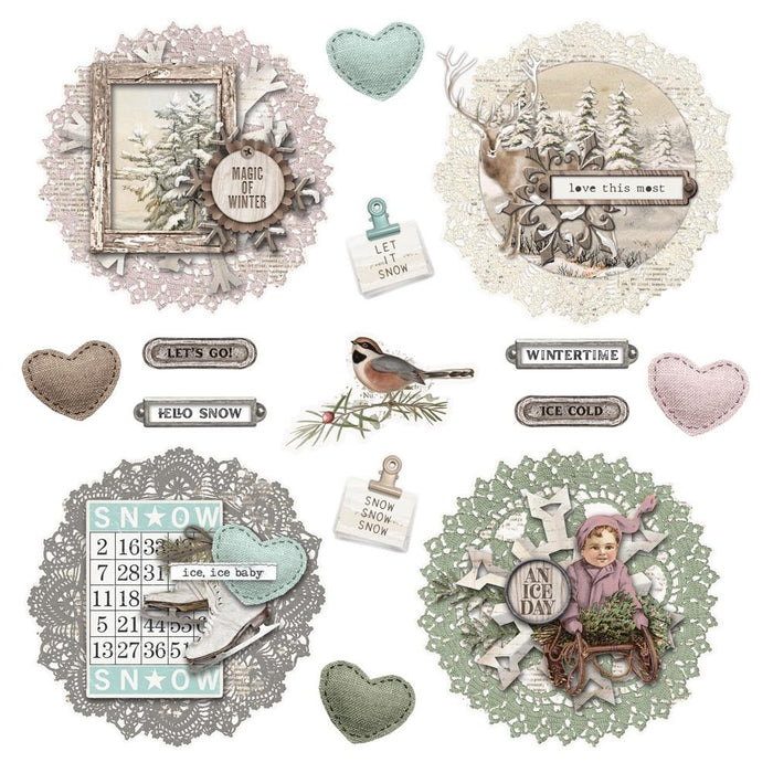 Simple Stories | Simple Vintage Winter Woods Collection | Chipboard Clusters