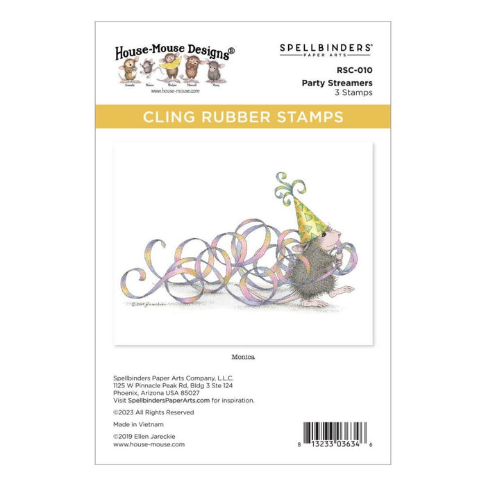 Stampendous | House Mouse Cling Rubber Stamp | Party Streamers