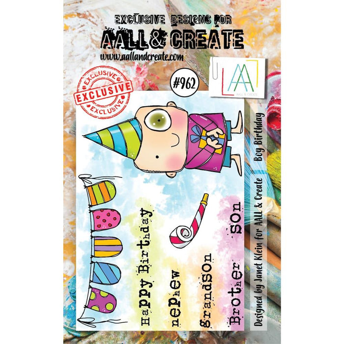 AALL And Create | A7 Photopolymer Clear Stamp Set | Boy Birthday