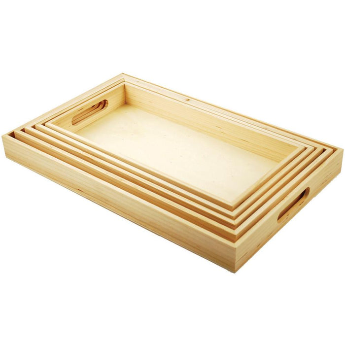 Multicraft Imports | Paintable Wooden Trays W/Handles 5/Pkg