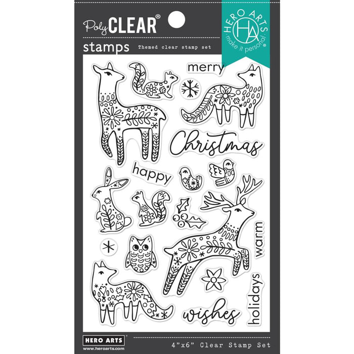 Hero Arts | Clear Stamps 4"X6" | Folk Winter Animals