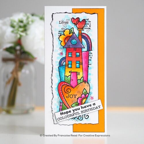 Woodware Clear Stamps 8"X2.6", Rainbow House