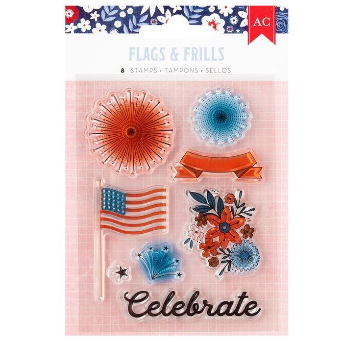 Flags And Frills Clear Stamps 8/Pkg