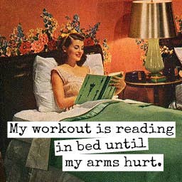 Raven's Rest Studio - Fridge Magnet. My Workout Is Reading In Bed...