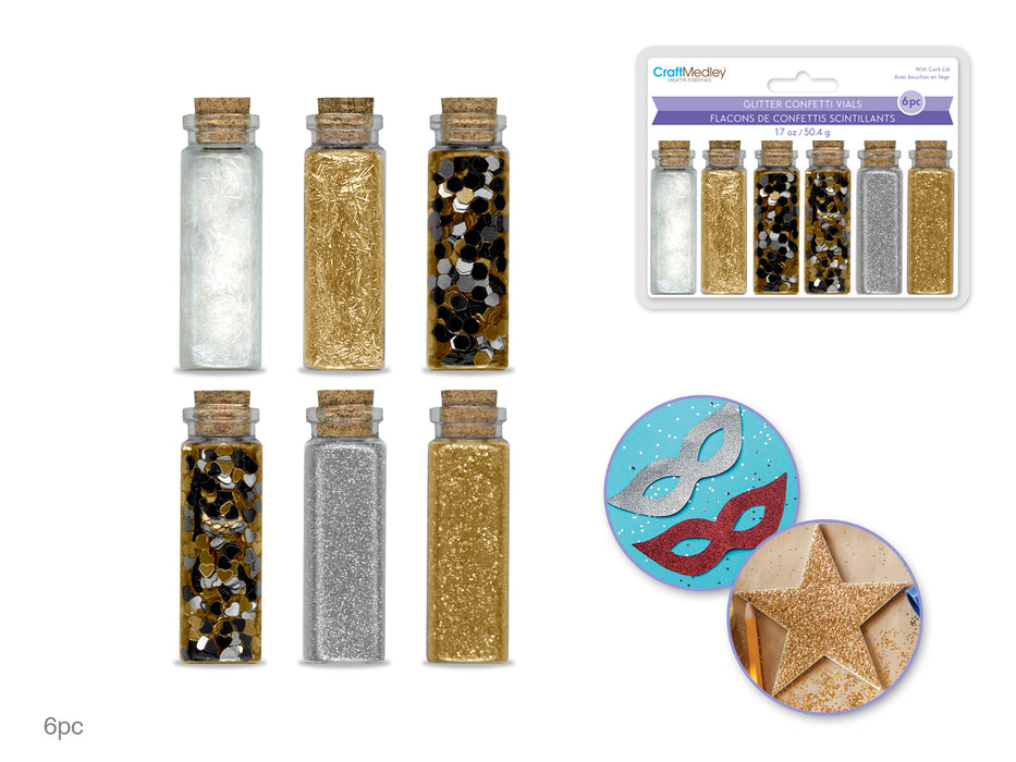 Craft Medley:  Glitter/Confetti Vials - Metallique
