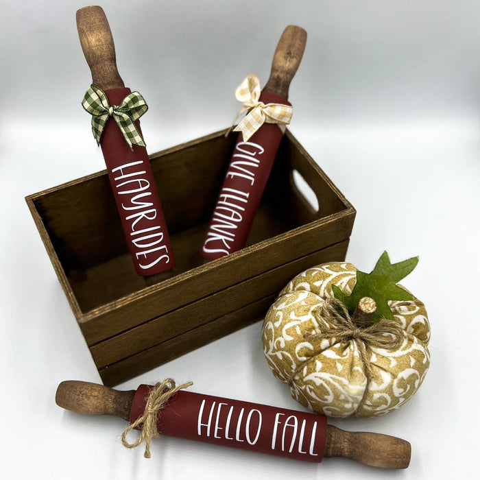 Ruaille Buaille Co - 7” Mini rolling pins | Fall themed decor | Fall tiered tray