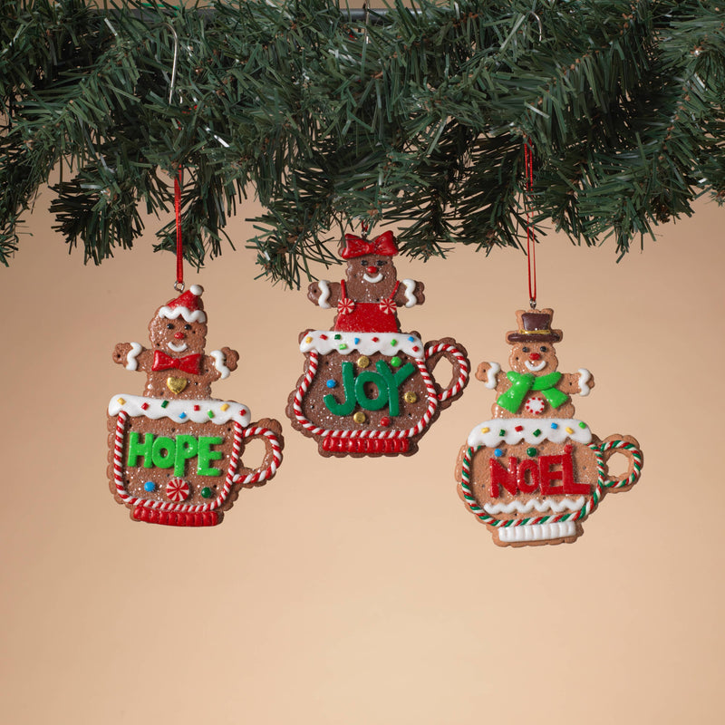 4"H Clay Dough Gingerbread Man in Mug Ornament