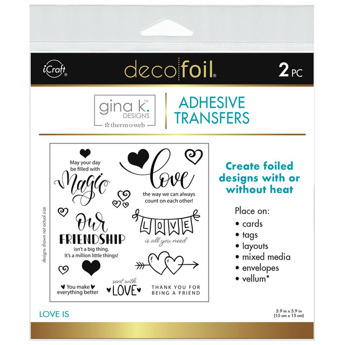 Deco Foil Adhesive Transfer Sheets by Gina K - LOVE IS  5.9" x 5.9" (2 sheets)