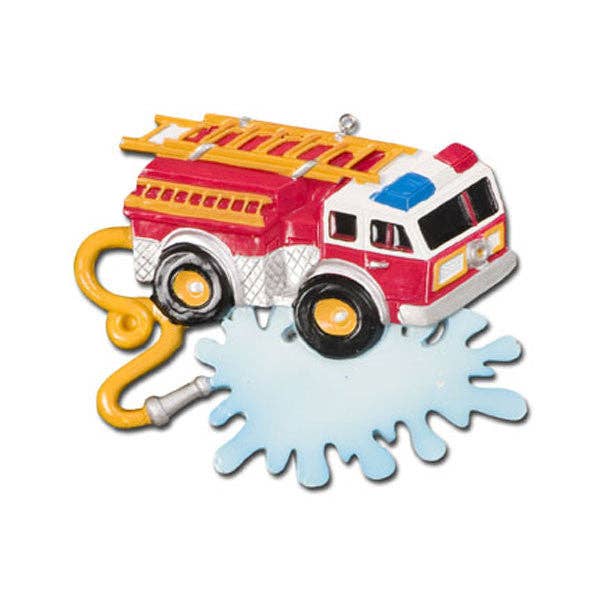Fire Truck with Banner Personalized Ornament