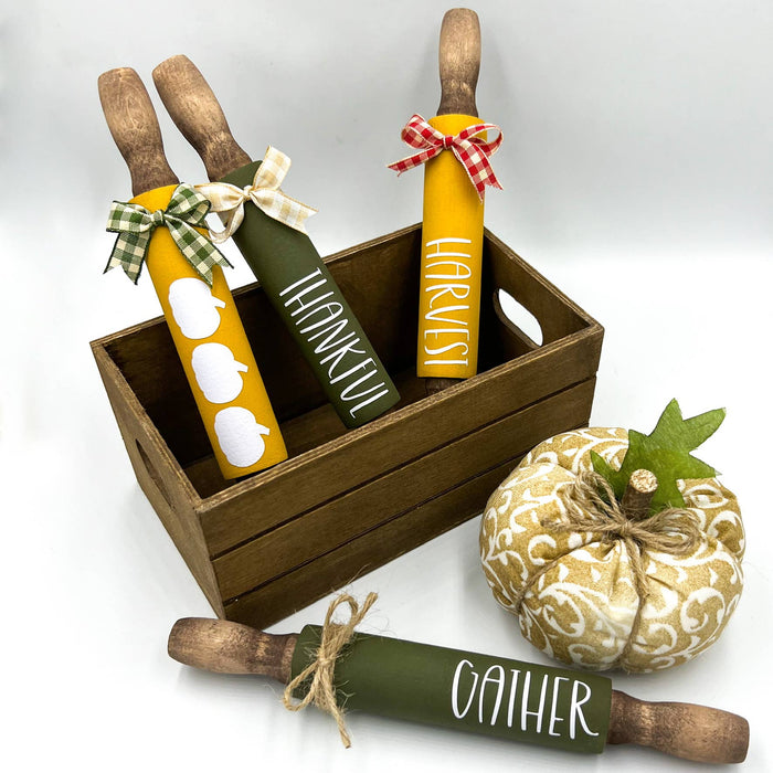 Ruaille Buaille Co - 7” Mini rolling pins | Fall themed decor | Fall tiered tray