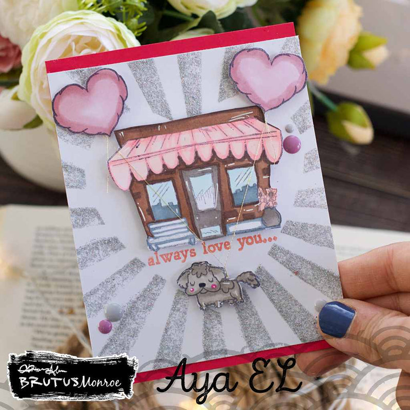 Mixed Media Stencil - Heart Rays