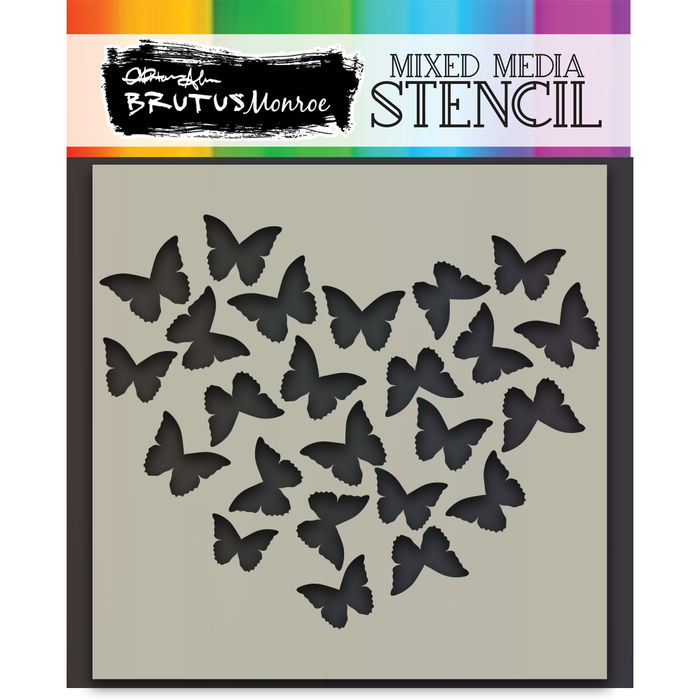 Mixed Media Stencil - Butterfly Heart