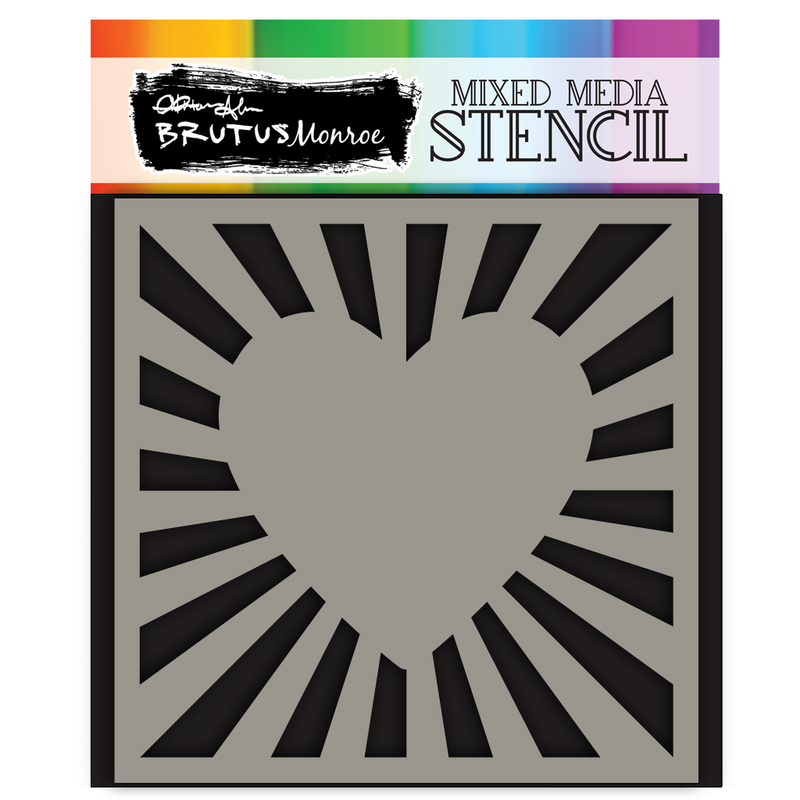 Mixed Media Stencil - Heart Rays