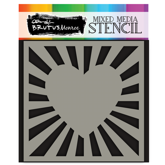 Mixed Media Stencil - Heart Rays