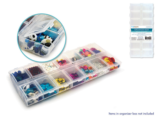 Craft/Bead Storage: 9x4x1 Organizer Box 14-Comp w/Snap Lids — Brutus  Monroe