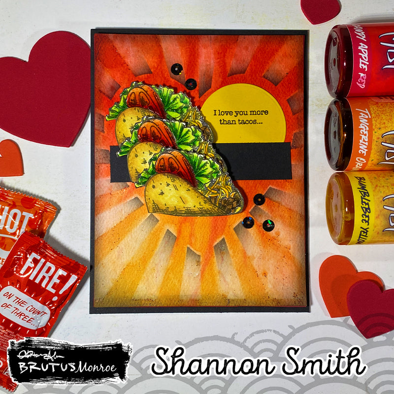 Mixed Media Stencil - Heart Rays