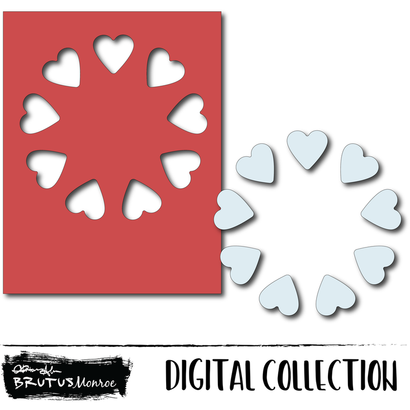 Holiday Wreath Panel - Hearts | Digital Cut FIle
