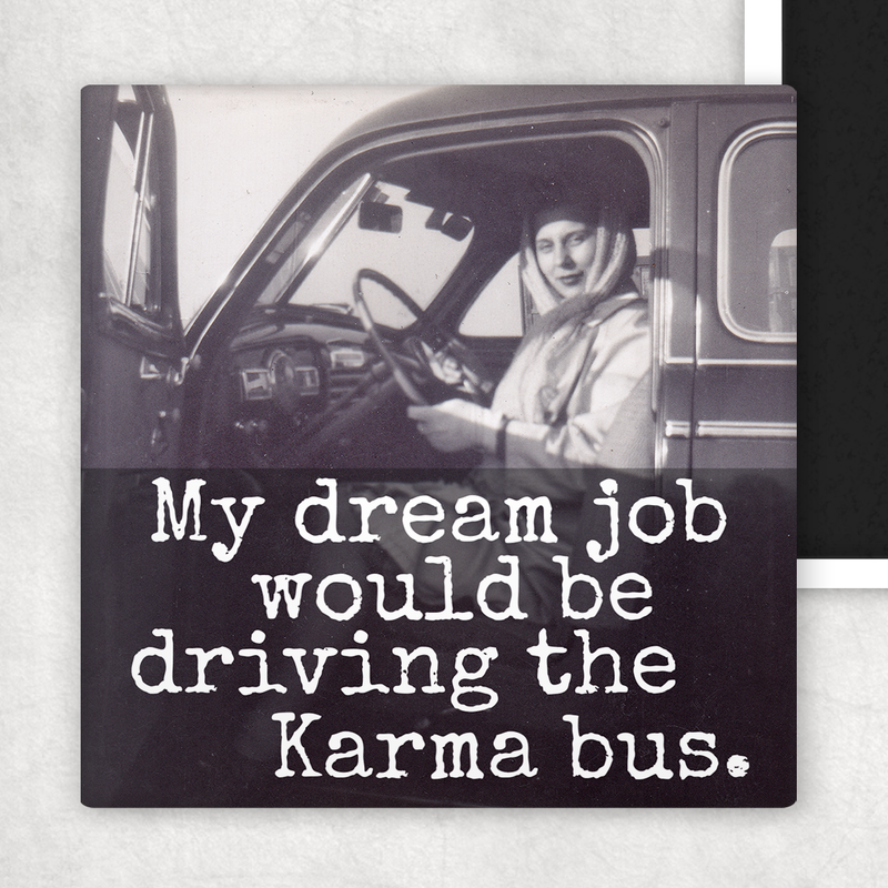 Raven's Rest Studio - Fridge Magnet. My Dream Job Would Be Driving The Karma Bus.
