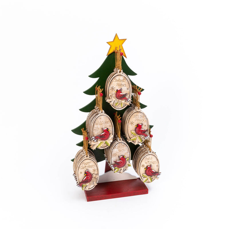 Holiday 4.6"H Wood Holiday Cardinal Ornament