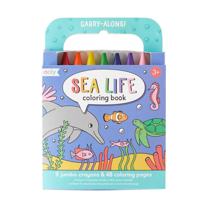 OOLY - Carry Along Crayon & Coloring Book Kit-Sea Life (Set of 10)