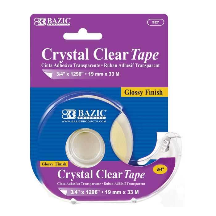BAZIC Products - Crystal Clear Tape w/ Dispenser 3/4" X 1296" Gift Wrap: 24
