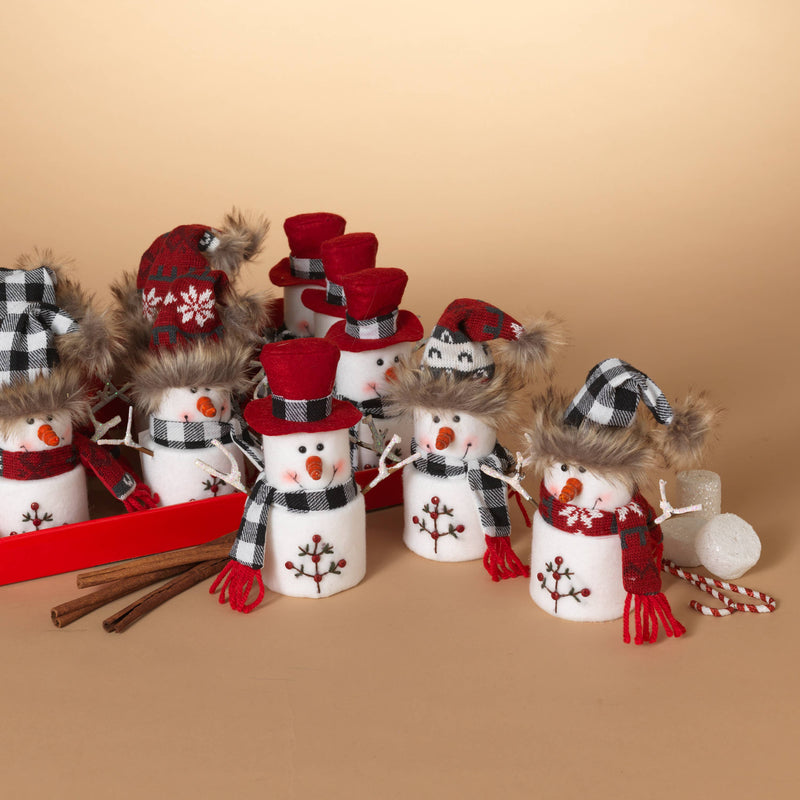 The Gerson Companies - 9"H Plush Holiday Marshmallow Snowman w/ Handstitched Tree,