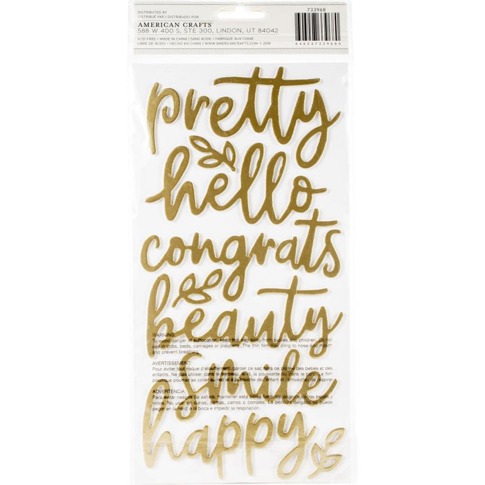 Thickers | Jen Hadfield Along The Way Thickers Stickers 5.5"X11" 30/Pkg - Phrases/Gold Foiled Foam
