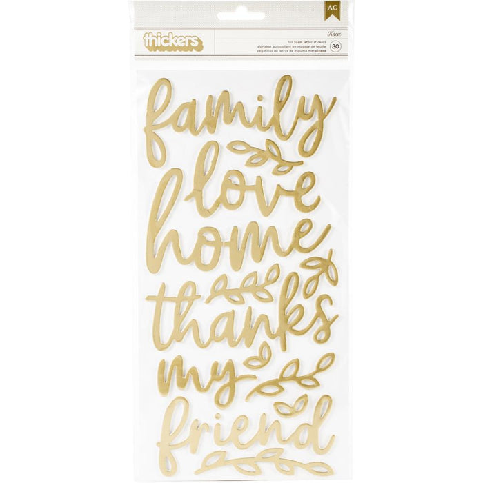 Thickers | Jen Hadfield Along The Way Thickers Stickers 5.5"X11" 30/Pkg - Phrases/Gold Foiled Foam